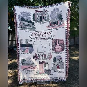Vintage Jackson County Florida Woven Tapestry Blanket Throw | Americana Historic